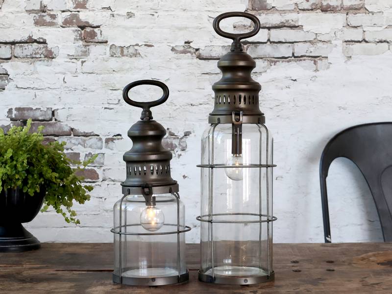 Chic Antique Lanterne inkl pære og timer. H32/Ø12 cm 