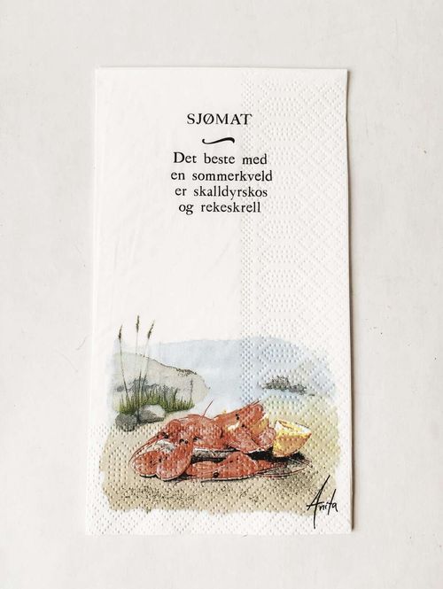 Hovedbilde Serviett Buffet «Skalldyr» Akvarell